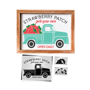 Strawberry Vintage Truck Stencil-Summer-Essential Stencil