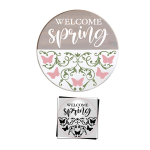 Welcome Spring Butterly Door Hanger 12x12 Stencil-Spring-Essential Stencil