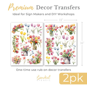 Timeless Tulips Rub-on Transfer Set-Rub-on Transfer-Essential Stencil
