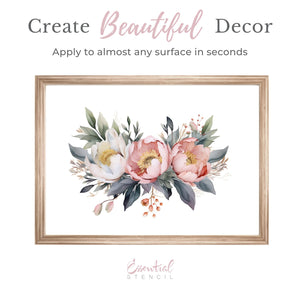 Peonies in Bloom Rub-on Transfer Set-Rub-on Transfer-Essential Stencil