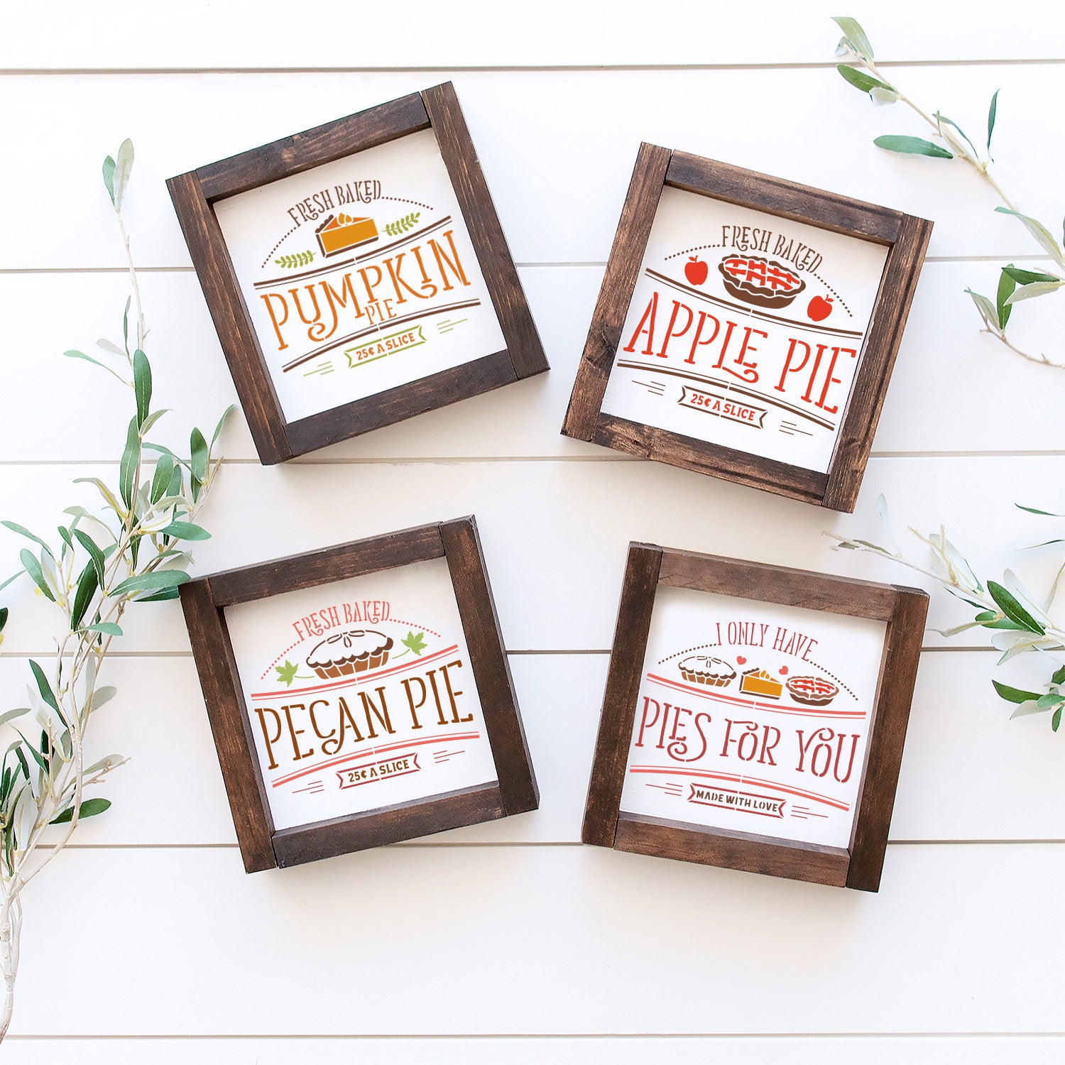 Pies Mini Sign Stencils 4pk-Fall-Essential Stencil