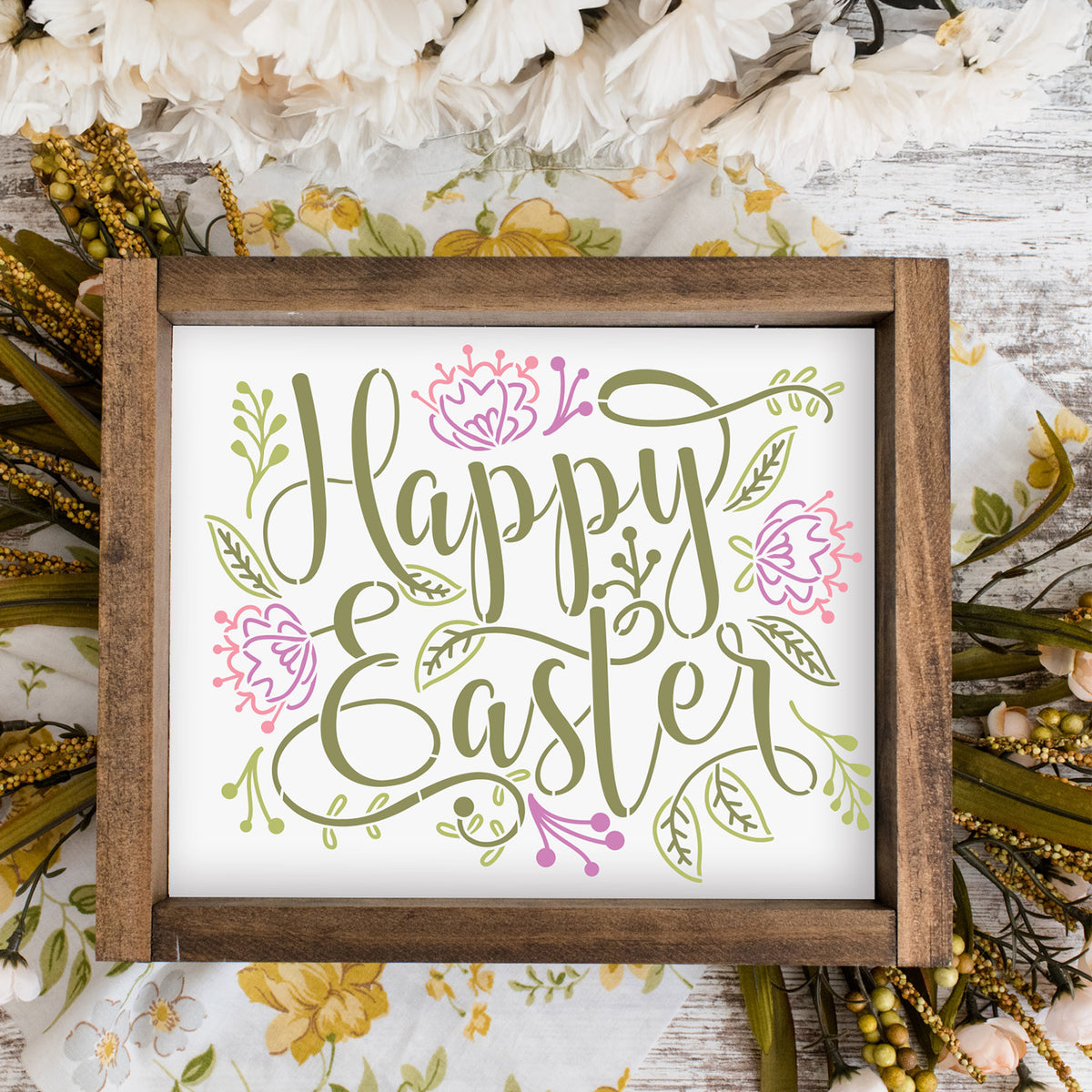 Floral Happy Easter 10x8 Stencil Set (2pk)-Spring-Essential Stencil
