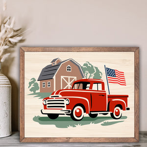 Layering Patriotic Barn and Truck Stencil-Patriotic-Essential Stencil
