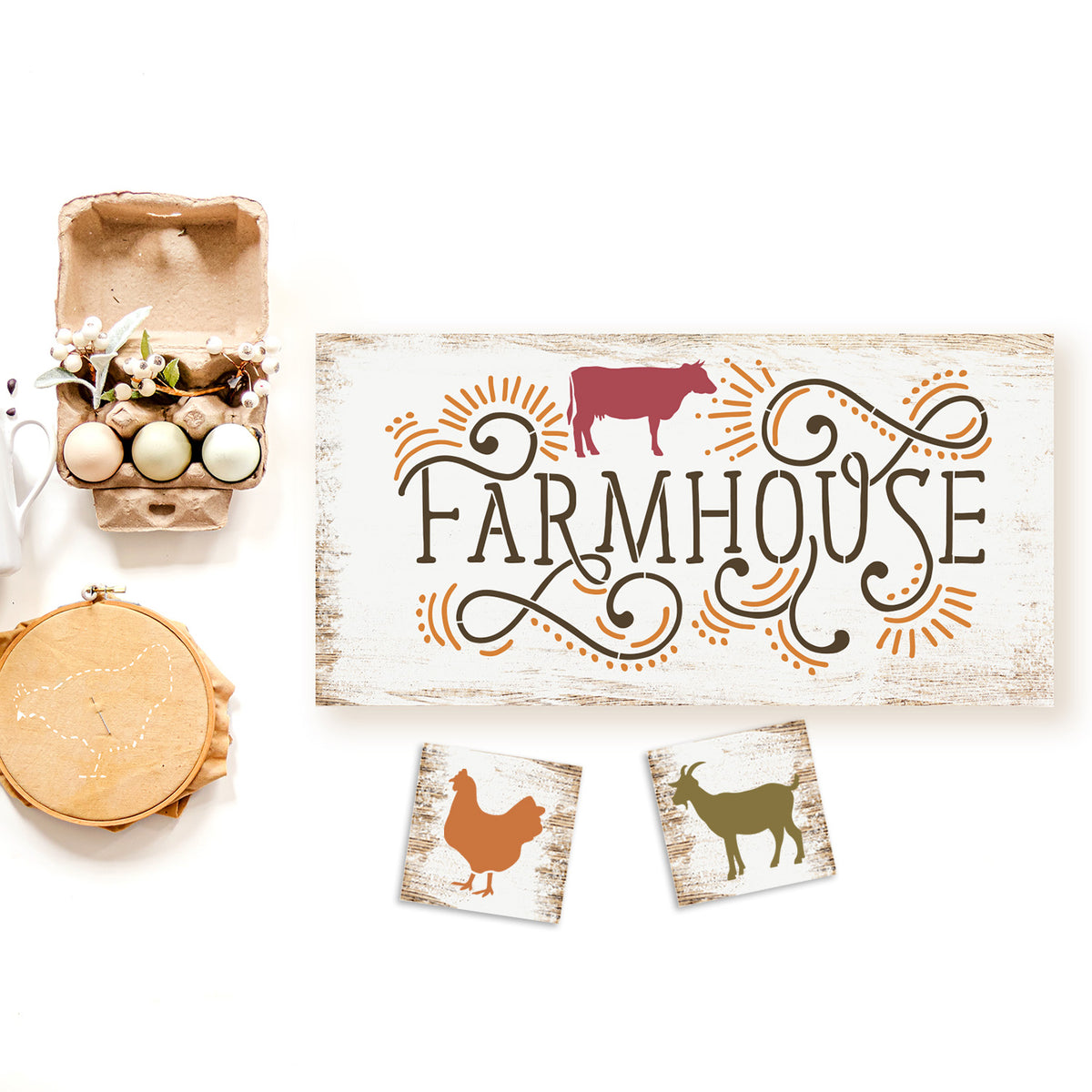 Farmhouse 16x8 1pc + Bonus Stencil-Farm-Essential Stencil