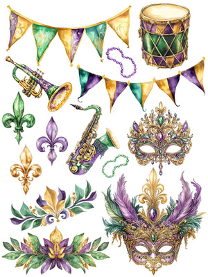 Mardi Gras Masquerade Rub-on Transfer Set-Rub-on Transfer-Essential Stencil