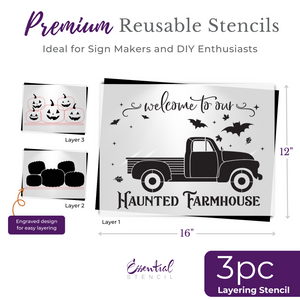 Haunted Vintage Truck Stencil-Halloween-Essential Stencil