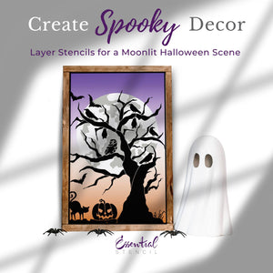 Spooky Tree with Harvest Moon Layering Stencil-Halloween-Essential Stencil