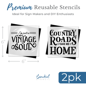 Country Roads & Vintage Soul Mini Stencil Set (2pk)-Collaboration-Essential Stencil