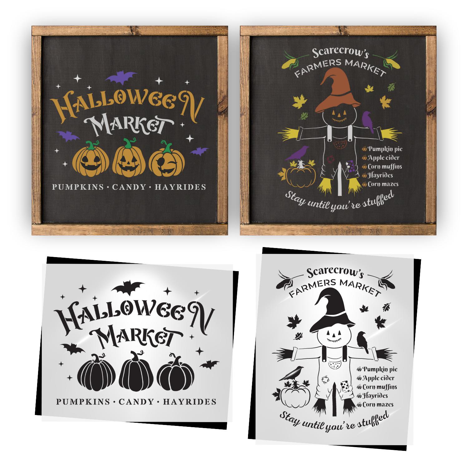 Scarecrow's Farmers Market Stencil Set (2 Pack)-Pattern-Essential Stencil