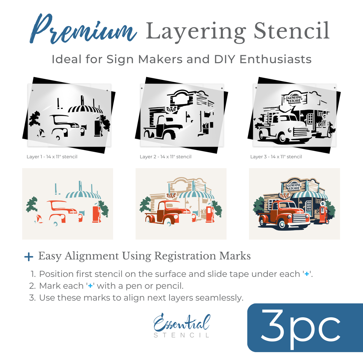 Layered General Store Vintage Truck Stencil-Collaboration-Essential Stencil