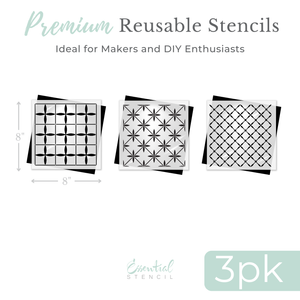 Repeat Trellis Patterns Stencils (3pk)-Collaboration-Essential Stencil