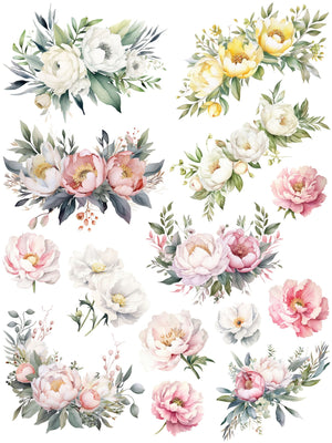 Peonies in Bloom Rub-on Transfer Set-Rub-on Transfer-Essential Stencil