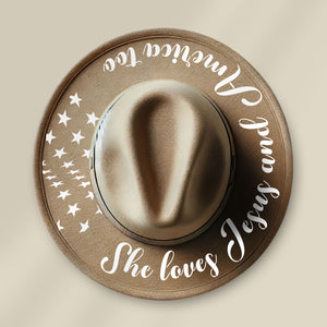 She Loves Jesus & America Too Hat Stencil-Hat Stencil-Essential Stencil