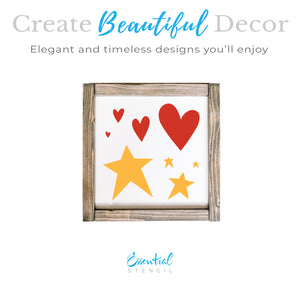 Hearts and Stars 11 x 11 Stencil-Fall-Essential Stencil