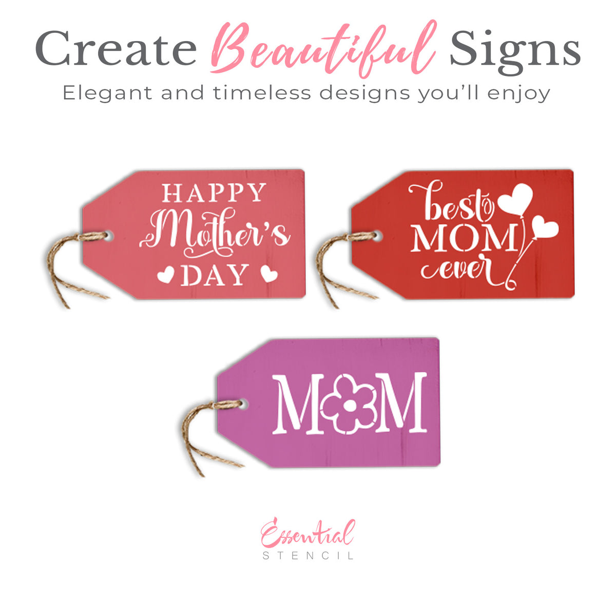 Mother's Day Mini Tags 3.5x6 3pk-Mother's Day-Essential Stencil