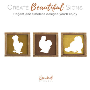 Silkie Chickens Mini Sign Stencils-Farm-Essential Stencil