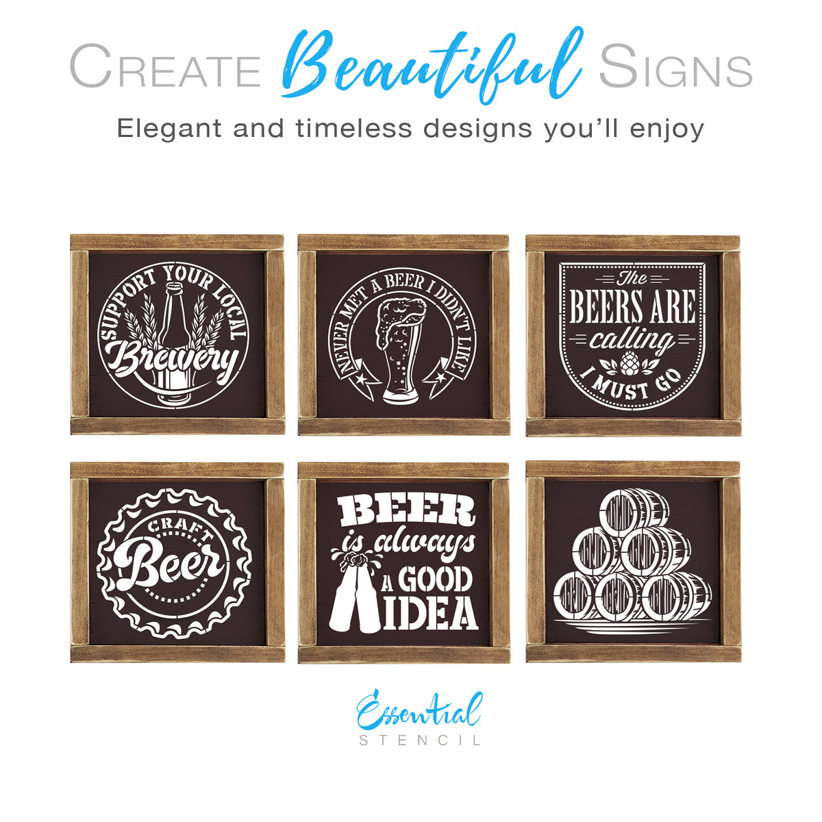 Beer Mini Sign Stencils (6 Pack)-Kitchen-Essential Stencil