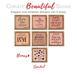 Love like Jesus Mini Sign Stencils (6 Pack) + Bonus-Valentine-Essential Stencil