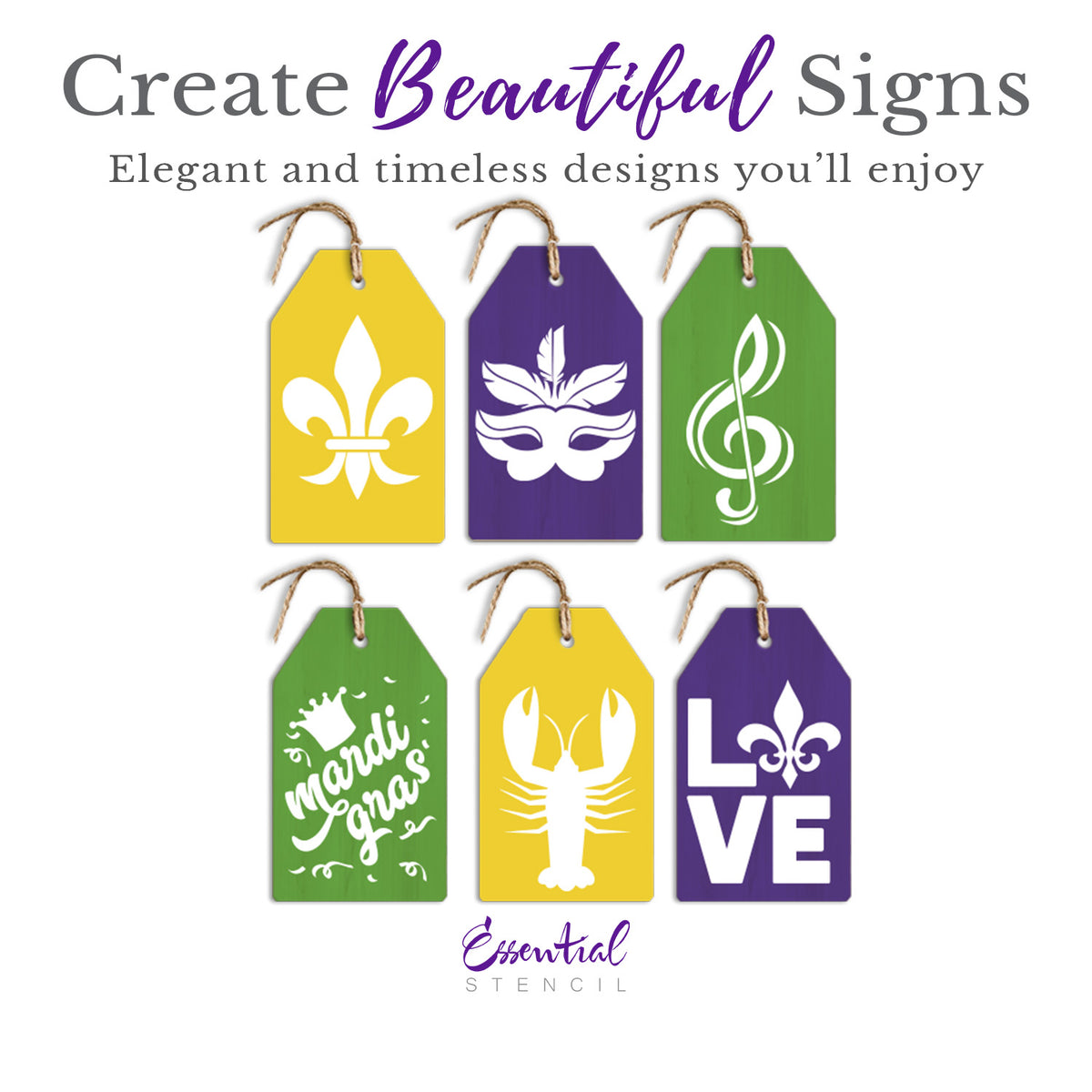 Mardi Gras Mini Tag Stencils (6 Pack)-Mardi Gras-Essential Stencil