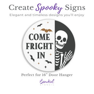Come Fright In Door Hanger Stencil-Halloween-Essential Stencil