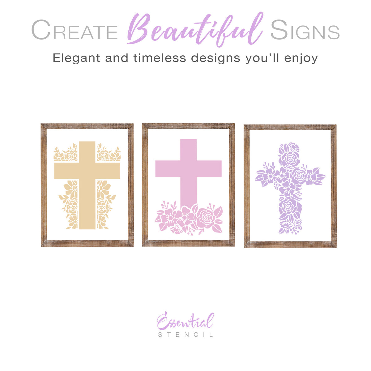 Spring Cross Stencil Set (3 Pack)-Spring-Essential Stencil