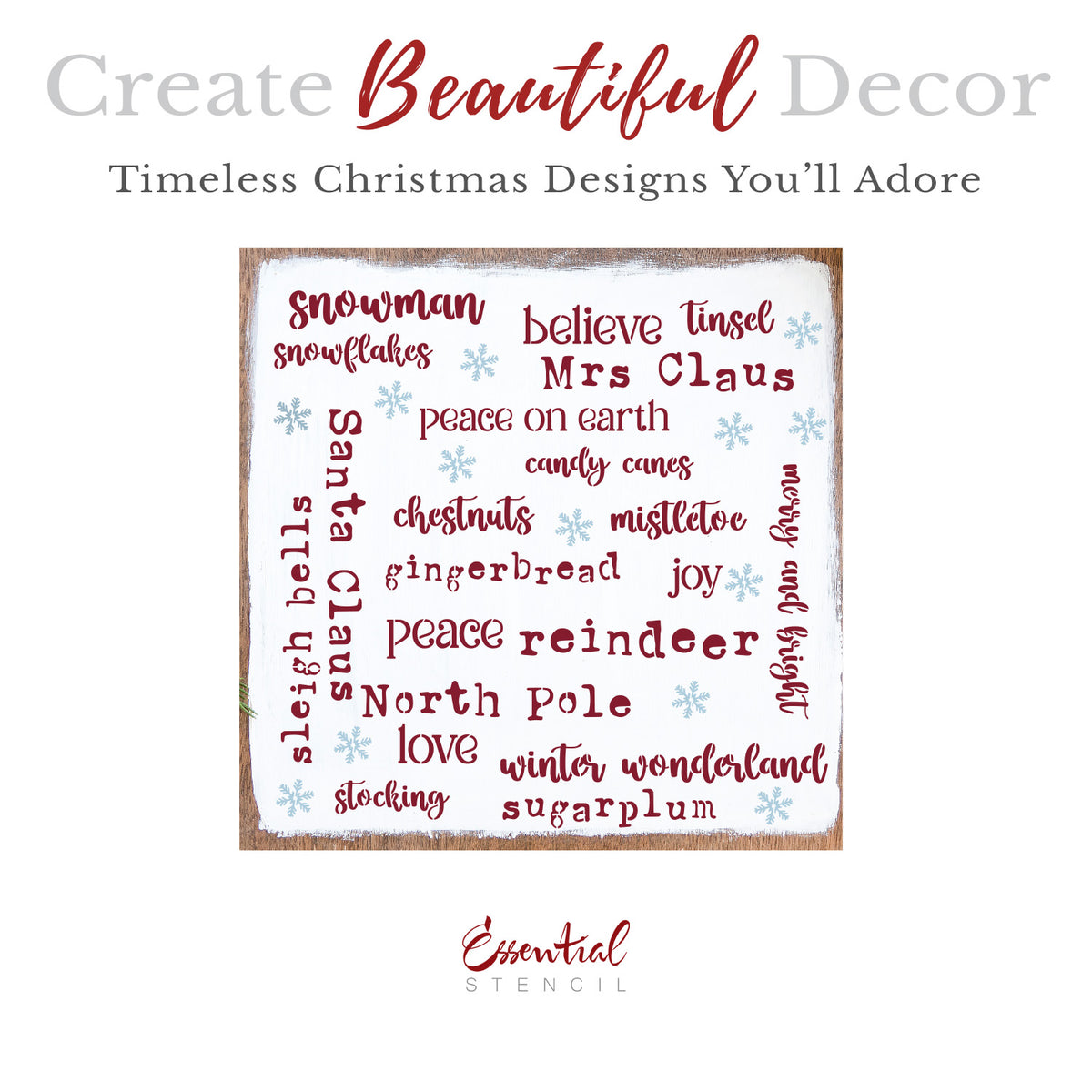 1-inch Christmas Words Stencil Set (40pcs)-Christmas-Essential Stencil