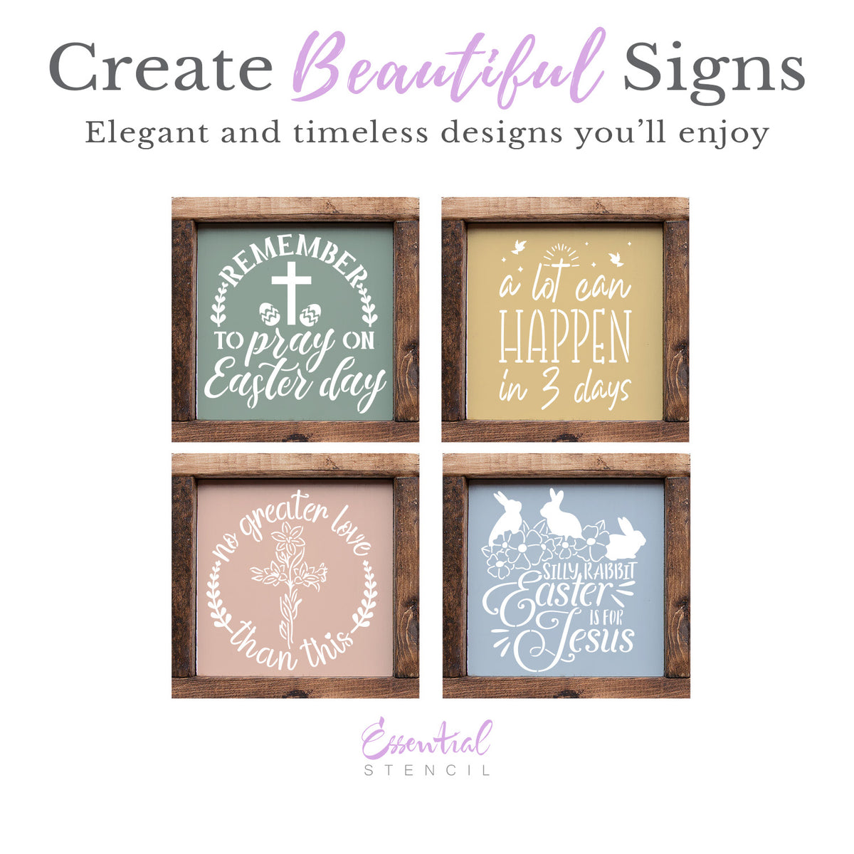 Easter Faith 6x6 Mini Sign Stencils (3 Pack) + Bonus-Easter-Essential Stencil