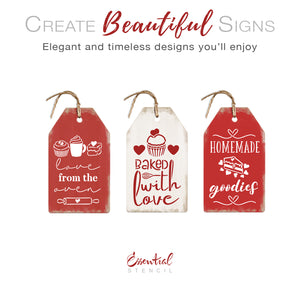 Baked with Love Mini Tags Stencil Set (3 Pack)-Valentine-Essential Stencil