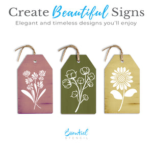 Lavender Cotton Sunflower Mini Tags Stencil Set (3 Pack)-Farm-Essential Stencil