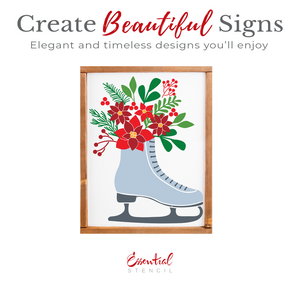 Floral Ice Skate Stencil-Christmas-Essential Stencil