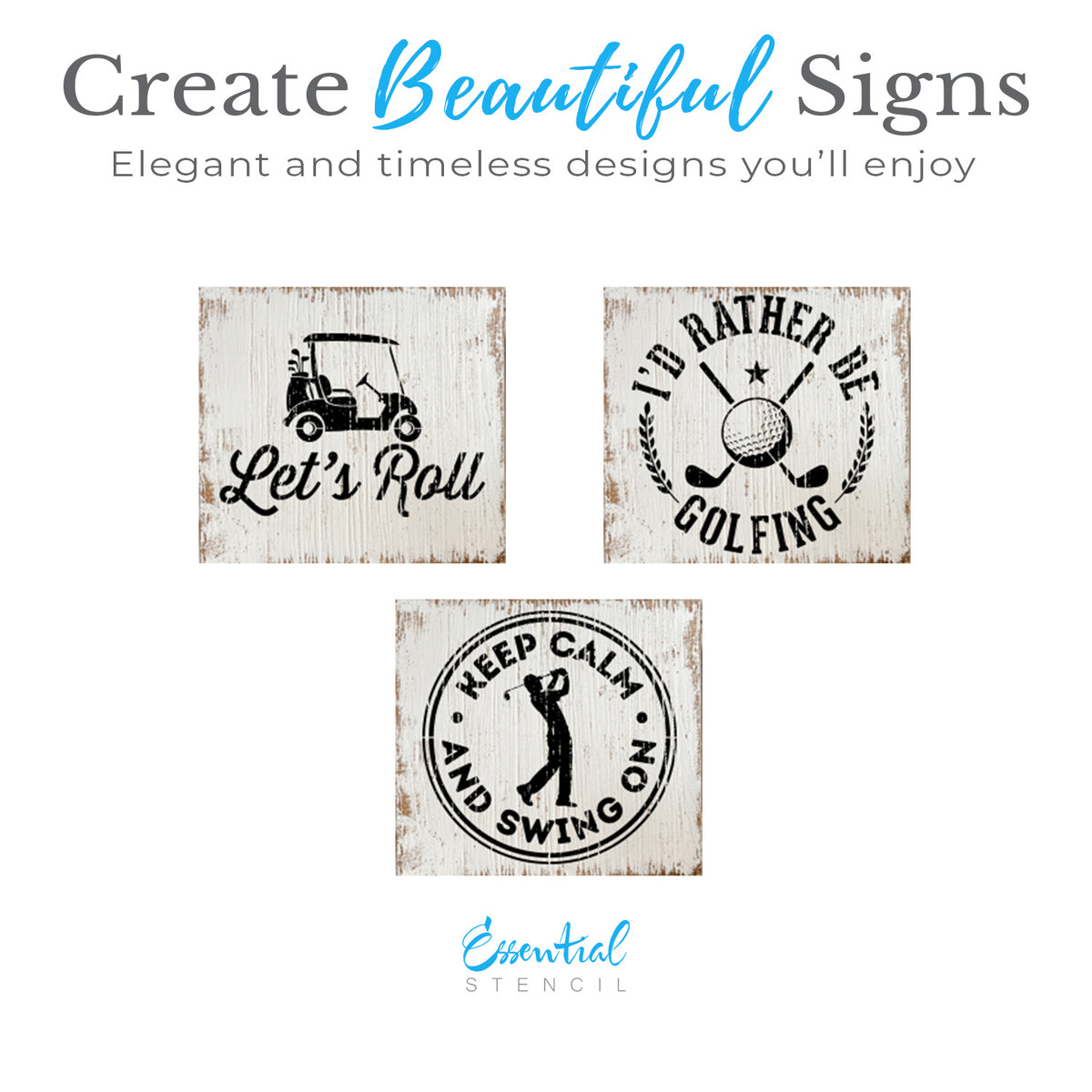 I'd Rather Be Golfing Stencil 3pk-Fathers Day-Essential Stencil