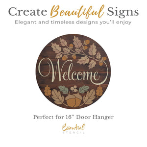 Oak & Acorn Welcome Door Hanger Stencil-Fall-Essential Stencil