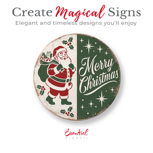 Retro Santa Merry Christmas Stencil