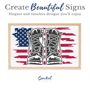 USA Flag and Boots Layered Stencil-Patriotic-Essential Stencil