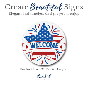 Patriotic Welcome Door Hanger Stencil-Patriotic-Essential Stencil