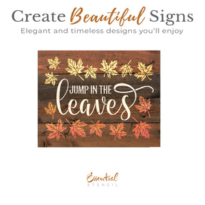 Jump in the leaves Stencil-Fall-Essential Stencil