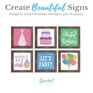 Birthday 6x6 (6pk) Stencil Set-Essential Stencil