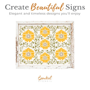 Sunflower and Vine Pattern Stencil-Fall-Essential Stencil