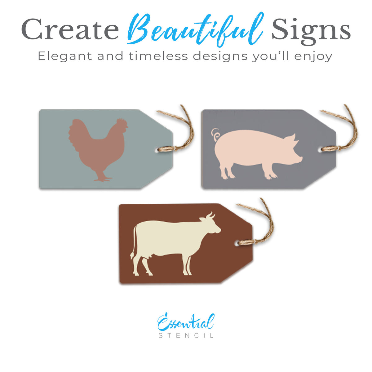 Farm Animal Mini Tags 3.5x6 (3 Pack)-Farm-Essential Stencil