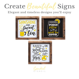 Sunshine and Sweet Tea Mini Sign Stencils (3 Pack)-Family-Essential Stencil