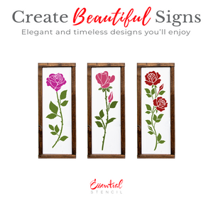 Long Stem Roses 12x4 (3pk) Stencil-Valentine-Essential Stencil