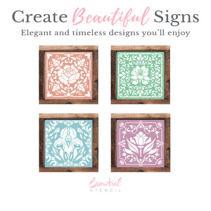 Flower Tile Mini Stencil Set (4 Pk)-Spring-Essential Stencil