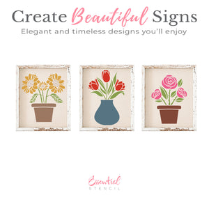 Customizable Potted Flowers Stencil-Mother's Day-Essential Stencil
