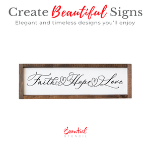 Faith Hope Love 16x4 Stencil-Valentine-Essential Stencil