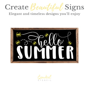 Hello Summer + Fireflies 16x8 Sign Stencil-Summer-Essential Stencil