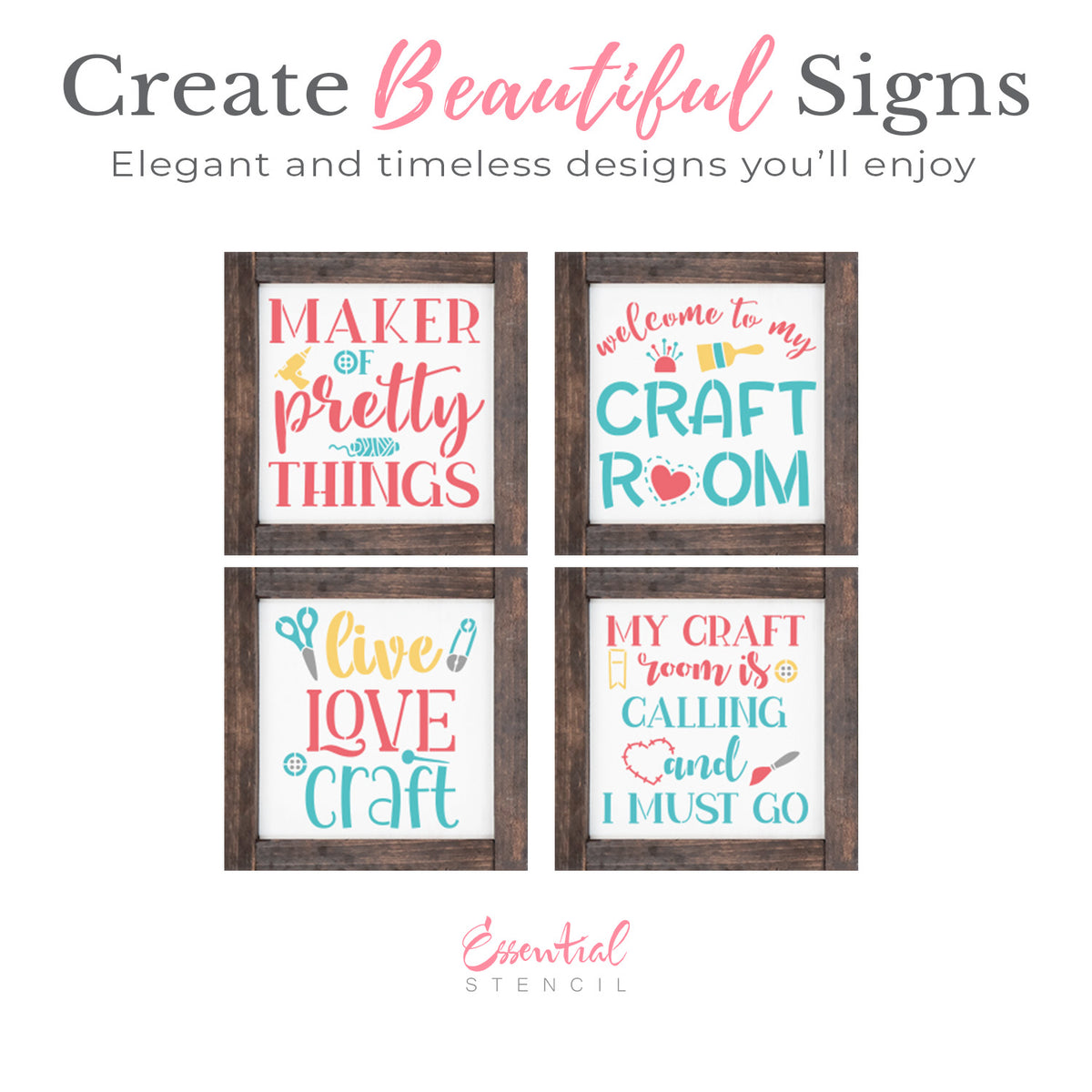 Live Love Craft 6x6 Mini Stencil (4pk)-Mother's Day-Essential Stencil