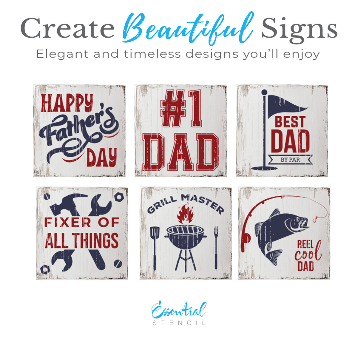 Dad Life Mini Stencil 6pk-Fathers Day-Essential Stencil
