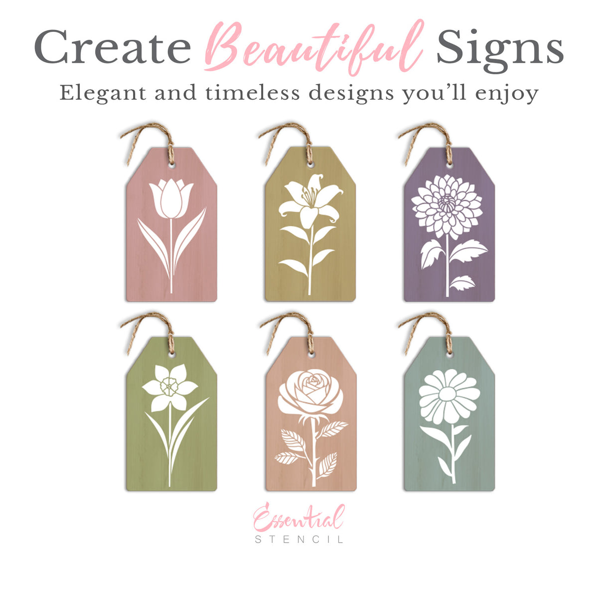 Flower Mini Tag Stencil Set (Bundle Exclusive Free Gift)-Spring-Essential Stencil