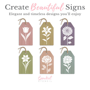 Flower Mini Tag Stencil Set (Bundle Exclusive Free Gift)-Spring-Essential Stencil