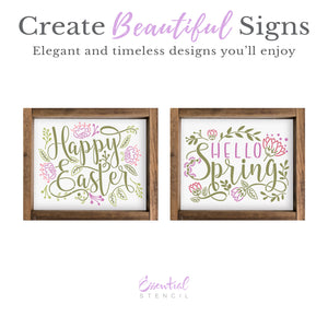 Floral Happy Easter 10x8 Stencil Set (2pk)-Spring-Essential Stencil